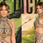 Дженнифер Лопес в платье Zuhair Murad с глубоким вырезом на премьере фильма «Wicked» в Лос-Анджелесе